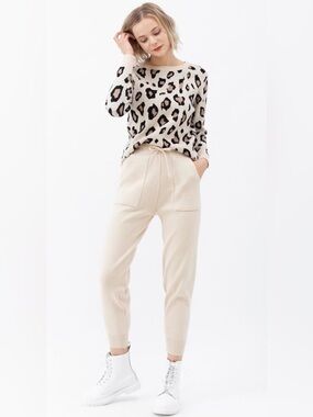 CHICWISH Women’s Knit Leopard Sweater and Jogger Set